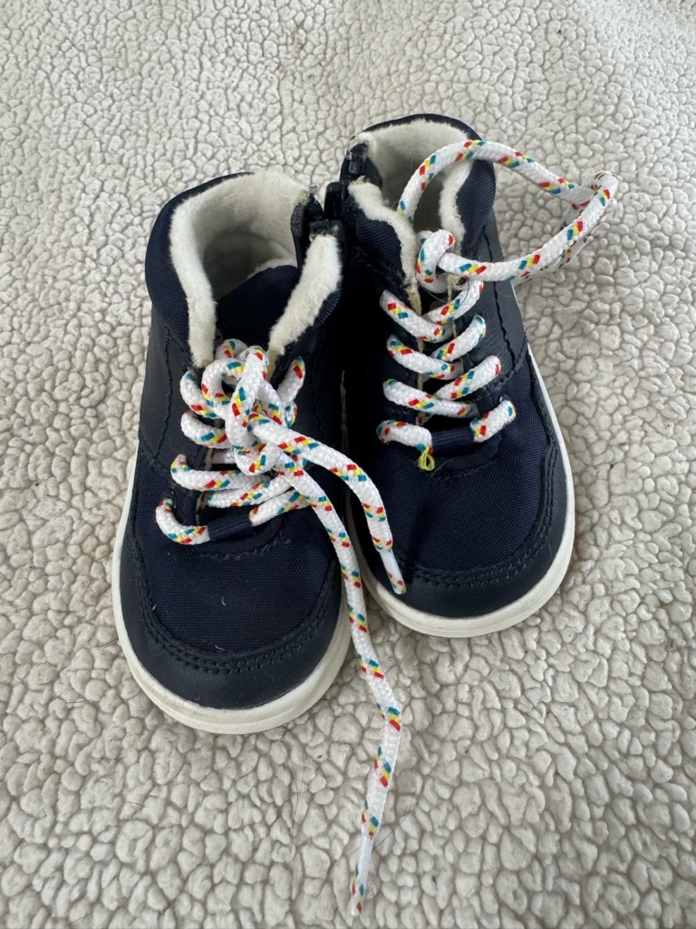 Kids Navy High-Top Sneakers with Cozy Lining